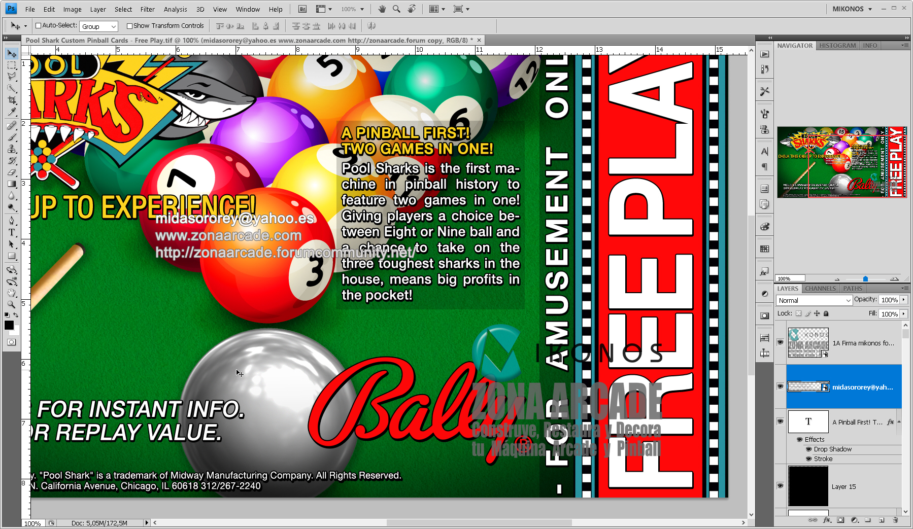 "Pool Sharks Pinball Cards Customized" (BALLY). Designed by Zona Arcade